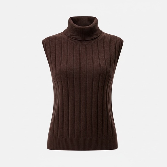 LILYSILK Turtleneck Sleeveless Cashmere Vest, Fruitwood, Small - Picture 5 of 10